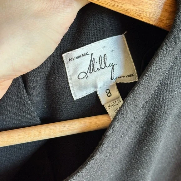 Milly Vibrant Pink and Black Dress w/ Tonal Belt Size 8 - Picture 5 of 5